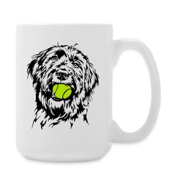 Briard Ball Balljunkie Dogs Wilsigns - Large Mug 440 ml - white - Right