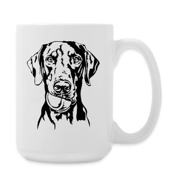 Doberman Ball Ball Junkie Dogs Wilsigns - Large Mug 440 ml - white - Right