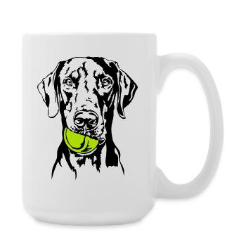 Doberman Ball Ball Junkie Dogs Wilsigns - Large Mug 440 ml - white - Right