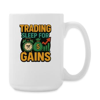 Trading Sleep for Gains, Investing  - Large Mug 440 ml - white - Right