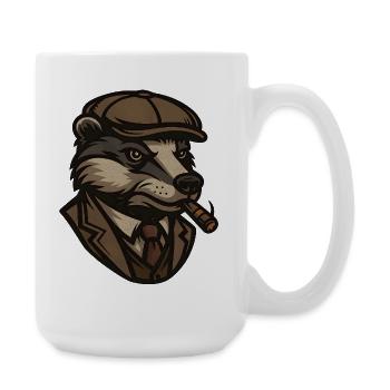 Badger Mafioso Gangster mit Zigarre - Große Tasse 440 ml - Weiß - Rechts