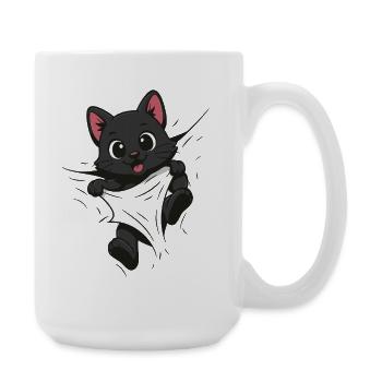 Cute Comic Cat & Kitten – For Kids & Animal Fan - Large Mug 440 ml - white - Right
