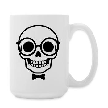 Crâne de nerd avec lunettes et nœud papillon - Grande tasse 440 ml - blanc - Droite