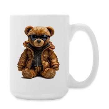 Cooler Bär im Parka - Große Tasse 440 ml - Weiß - Rechts