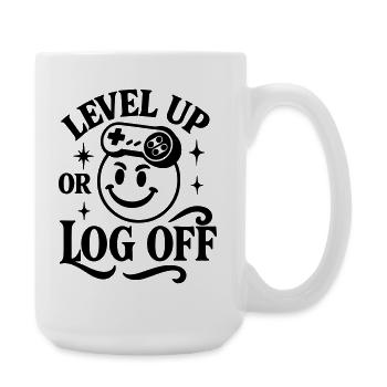 Level Up retro Shirt Gamer Pixel Zocker Smiley - Large Mug 440 ml - white - Right