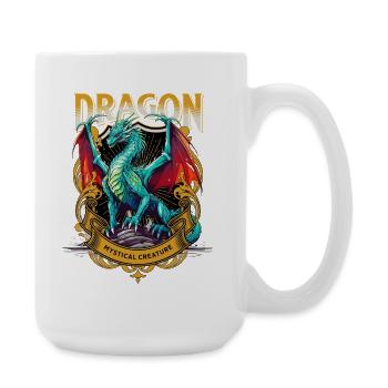 Drache Fantasie Magie Mystik Mythologie Kreatur - Große Tasse 440 ml - Weiß - Rechts