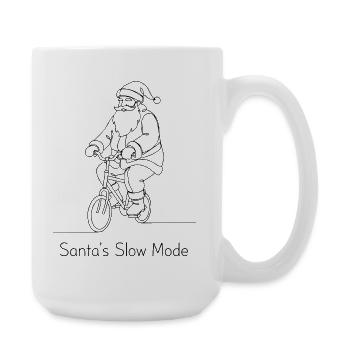 Santa's Slow Mode - Minimalist Line Art Bicycle - Large Mug 440 ml - white - Right
