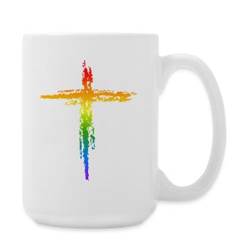 Regenbogen Kreuz  - Große Tasse 440 ml - Weiß - Rechts