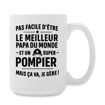 Pompier – Super Papa Pompier - Grande tasse 440 ml - blanc - Droite