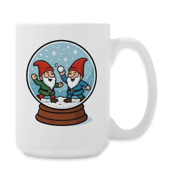 Zwerge in einer Schneekugel - Große Tasse 440 ml - Weiß - Rechts