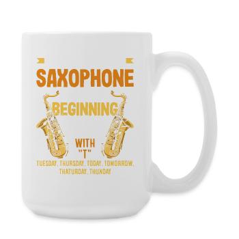 Saxophone - Grande tasse 440 ml - blanc - Droite