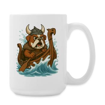 Viking Bulldog Paddling Fierce Longship - Large Mug 440 ml - white - Right