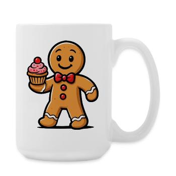 Lebkuchenmann Cupcake Cartoon - Große Tasse 440 ml - Weiß - Rechts