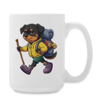Rottweiler Hund, Wandern, Camping, Abenteuer-Rucksacktourist. - Große Tasse 440 ml - Weiß - Rechts