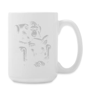 Affenlesen im Sessel - Große Tasse 440 ml - Weiß - Rechts