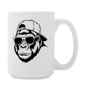 Gorille cool avec une casquette et des lunettes de soleil - Grande tasse 440 ml - blanc - Droite