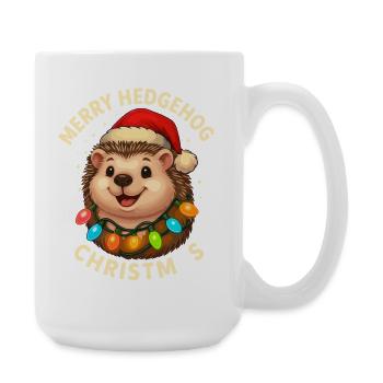 Hedgehog Christmas Funny Winter Woodland Animal Gift - Large Mug 440 ml - white - Right