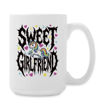 Girlfriend Unicorn Valentines Couple - Large Mug 440 ml - white - Right