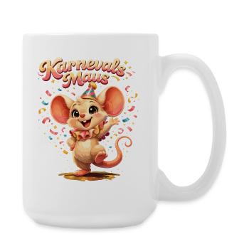 Karnevalsmaus Kostüm – Karneval Outfit Köln - Große Tasse 440 ml - Weiß - Rechts