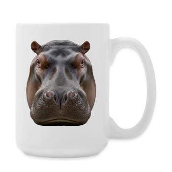 Nilpferd Porträt Detail Wildlife Design - Große Tasse 440 ml - Weiß - Rechts