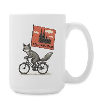 Köln Fuchs auf Fahrrad - Große Tasse 440 ml - Weiß - Rechts