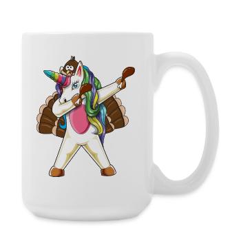 Einhorn-Thanksgiving-Turkey-Tanzkunst abtupfen - Große Tasse 440 ml - Weiß - Rechts