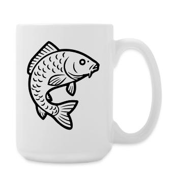 Carp Jumping Fish Fishing - Large Mug 440 ml - white - Right