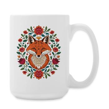 Fox in a wreath of flowers Colour explosion - Large Mug 440 ml - white - Right
