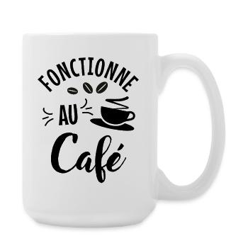 Coffee Humor T-Shirt – Works at the Café - Large Mug 440 ml - white - Right