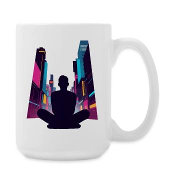 Zen in der Neonstadt - Große Tasse 440 ml - Weiß - Rechts