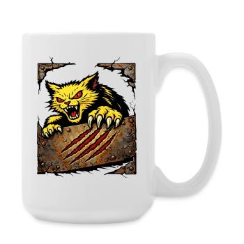 Illustration de l’attaque griffude du chat féroce - Grande tasse 440 ml - blanc - Droite