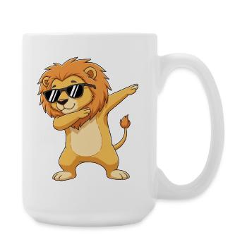 Cool Dabbing Lion Sunglasses Cartoon Art - Large Mug 440 ml - white - Right