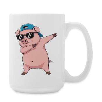 Cool Dabbing Pig Sunglasses Cartoon Art - Large Mug 440 ml - white - Right