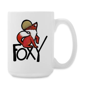 Crimson Fox mit Goldenem Halo - Große Tasse 440 ml - Weiß - Rechts