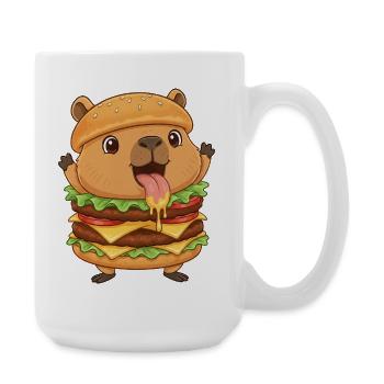 Mignon Fast-Food Cheeseburger de type capybara cartoon - Grande tasse 440 ml - blanc - Droite