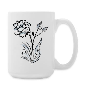 Stilisierte, umrandete Rose - Große Tasse 440 ml - Weiß - Rechts