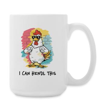 I Can Hendl This – Dialect Pun Chicken Rooster - Large Mug 440 ml - white - Right