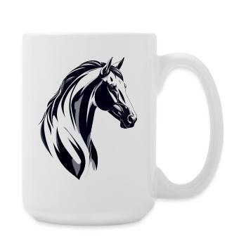 Croquis de tête de cheval noir et blanc - Grande tasse 440 ml - blanc - Droite