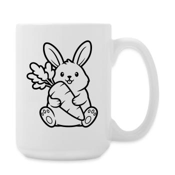 Hase mit Karotte Möhre Ausmalen Vektor - Große Tasse 440 ml - Weiß - Rechts