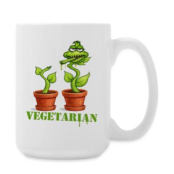 Vegetarian Carnivorous Plant Cartoon - Large Mug 440 ml - white - Right