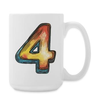 4 Zahl Bunt - Große Tasse 440 ml - Weiß - Rechts
