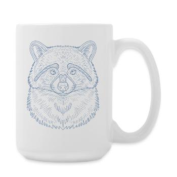 Minimalist raccoon head silhouette design - Large Mug 440 ml - white - Right