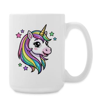 Rainbow Unicorn Glitter Head - Large Mug 440 ml - white - Right