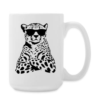 Leopard Chef Sunglasses Black & White Motif - Large Mug 440 ml - white - Right