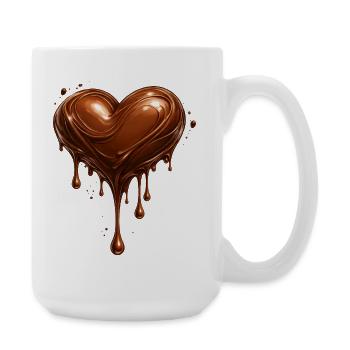 Chocolate heart with drops illustration - Large Mug 440 ml - white - Right
