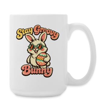 Lapin rétro avec lunettes de soleil Oreilles de lapin de Pâques - Grande tasse 440 ml - blanc - Droite