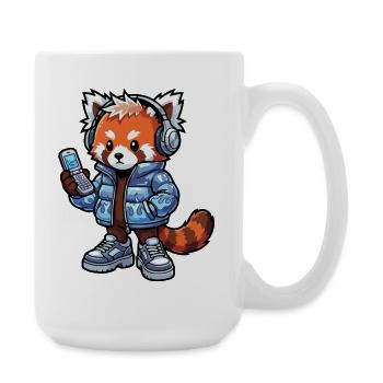 Roter Panda mit Kopfhörern 90er - Große Tasse 440 ml - Weiß - Rechts