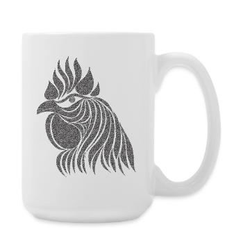 Fans de poulet - Coq - Coq - Poulet fleur - Bio - Grande tasse 440 ml - blanc - Droite
