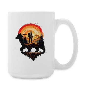 Hiker and Bear at Sunset - Large Mug 440 ml - white - Right
