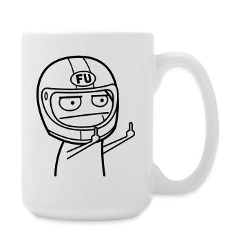 FU Meme mit Motorradhelm (Farben änderbar) - Große Tasse 440 ml - Weiß - Rechts